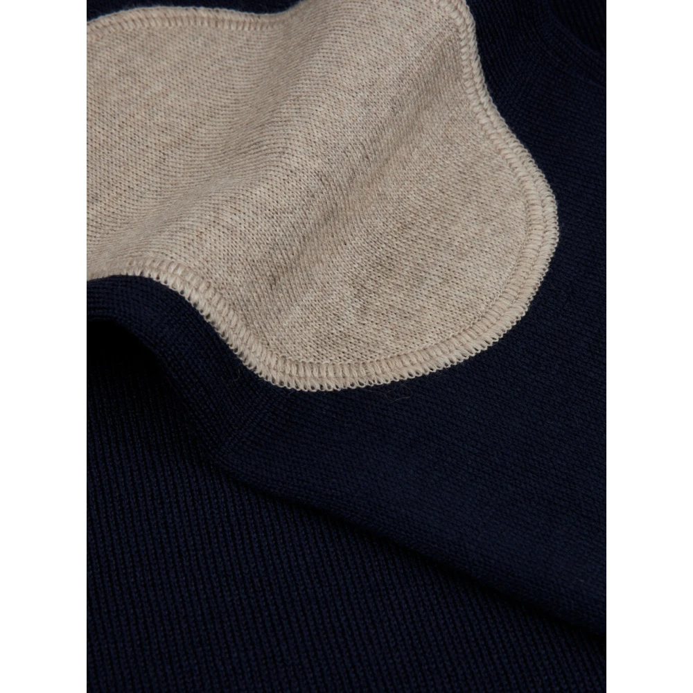 Stenströms Navy Merino Wool Crew Neck Sweater Blue Heren