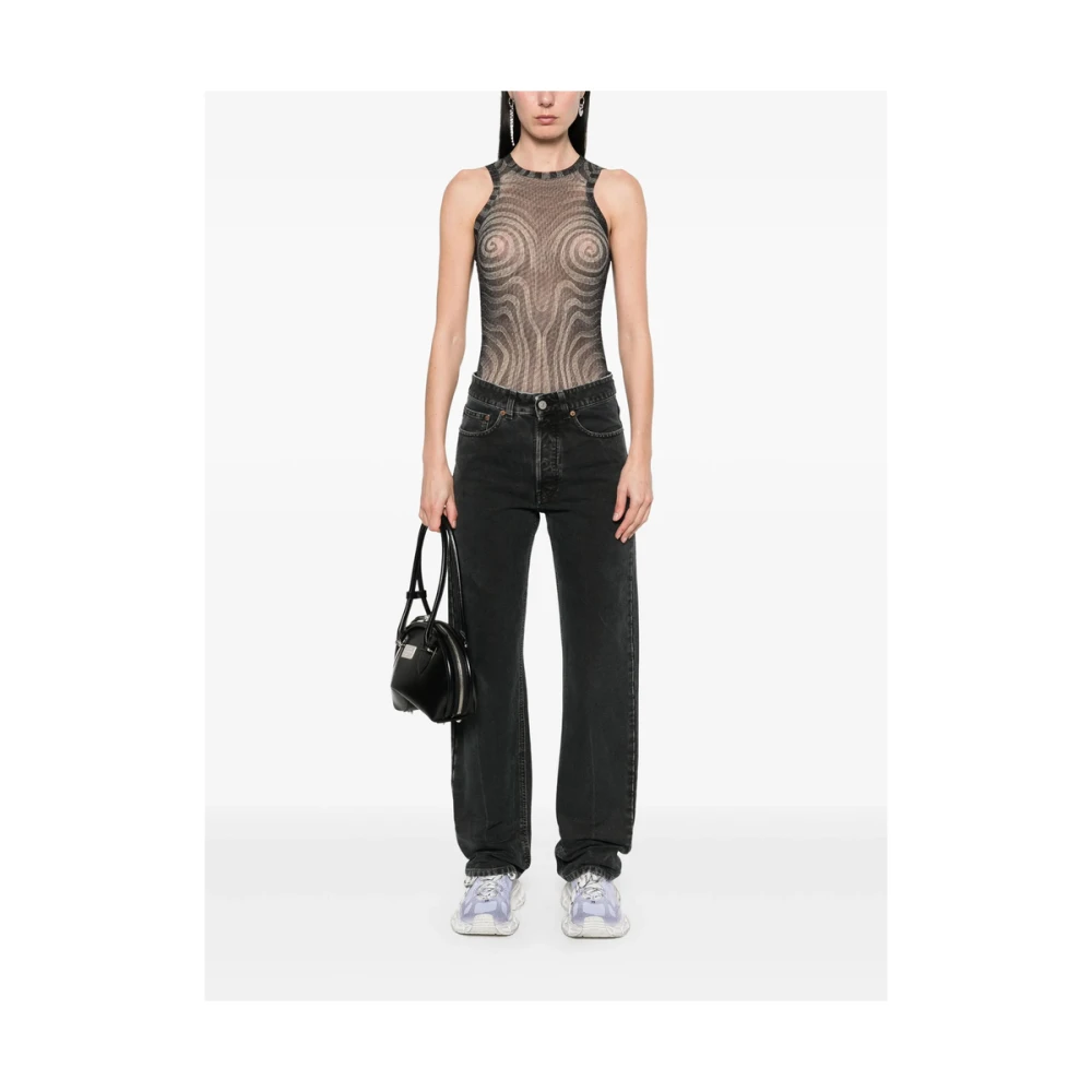 MM6 Maison Margiela Zwarte Klassieke Knoopsluiting Jeans Black Dames
