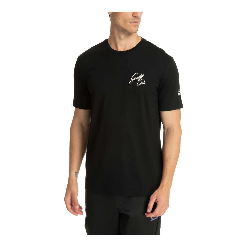 Emporio Armani EA7 Effen Logo Geborduurd T-shirt Black Heren