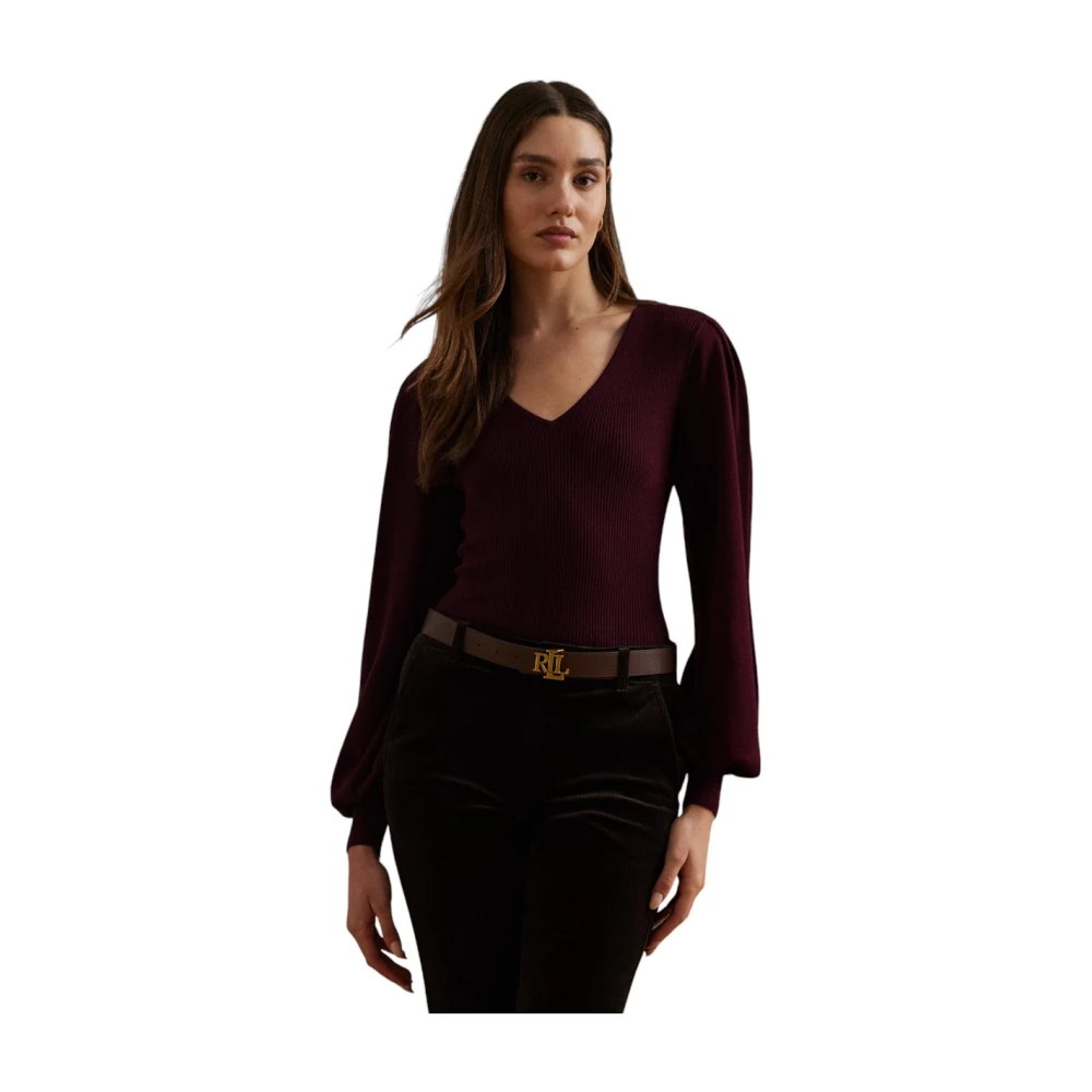 Ralph Lauren V-hals Gebreide Trui Purple Dames