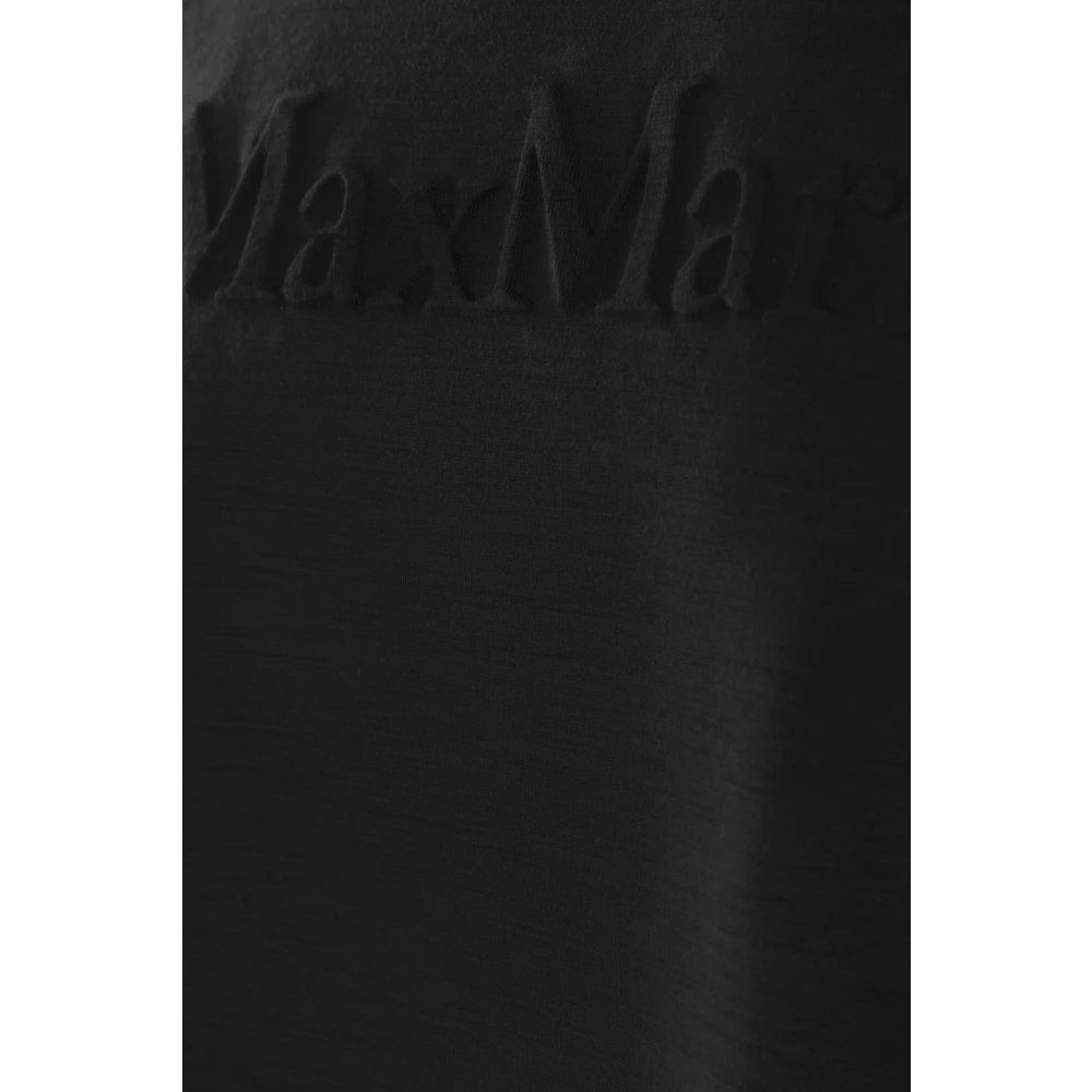 Max Mara Zwart wollen jersey T-shirt met reliëf logo Black Dames