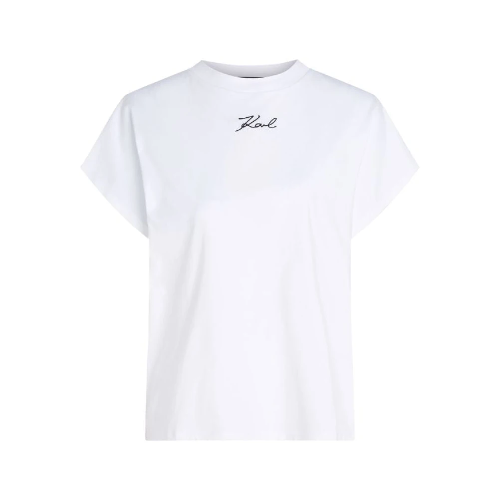 Karl Lagerfeld WIT T-Shirt Zwart Logo White Dames