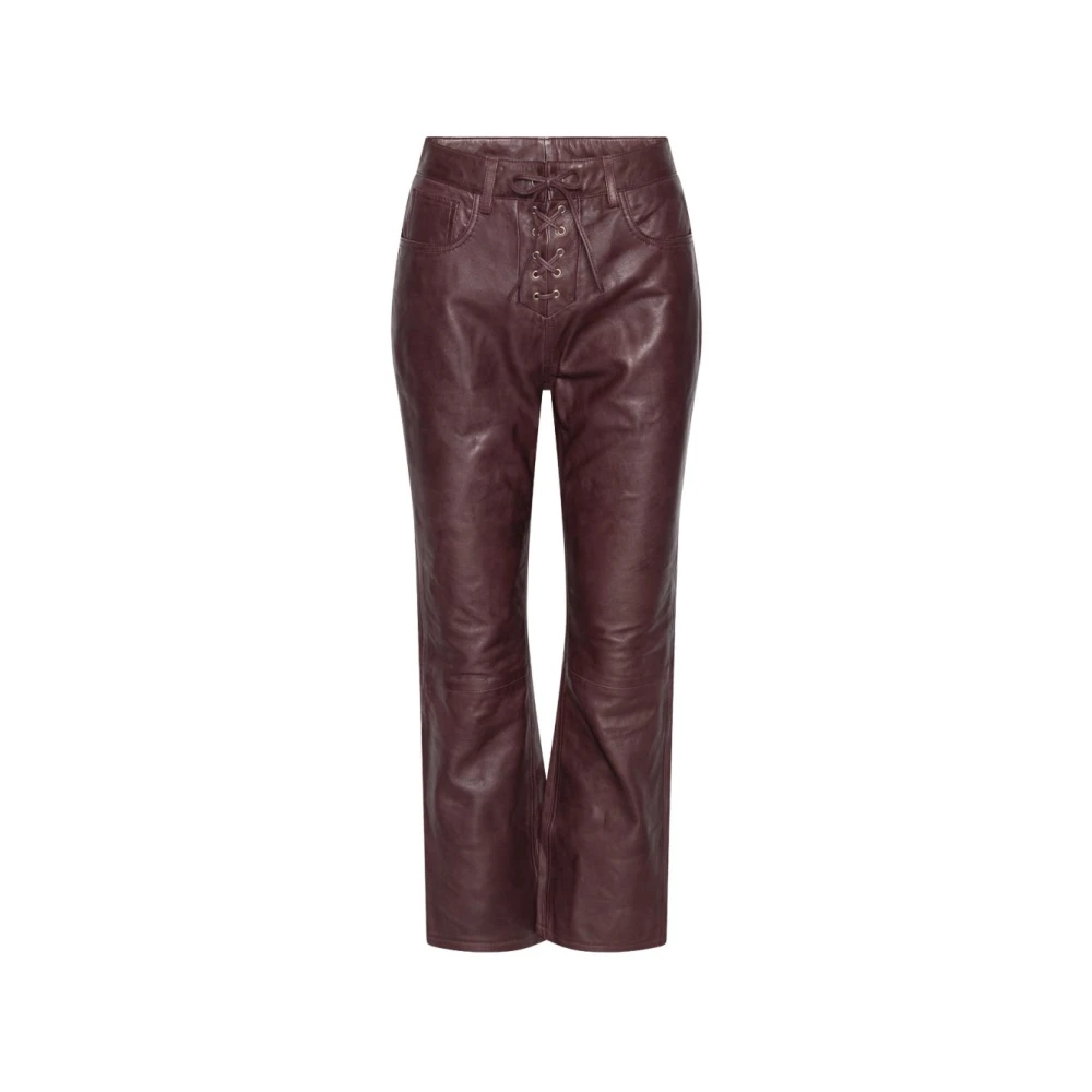 Rotate Birger Christensen , Leather Trousers, Female, Brown, Xs, Rotate Trousers