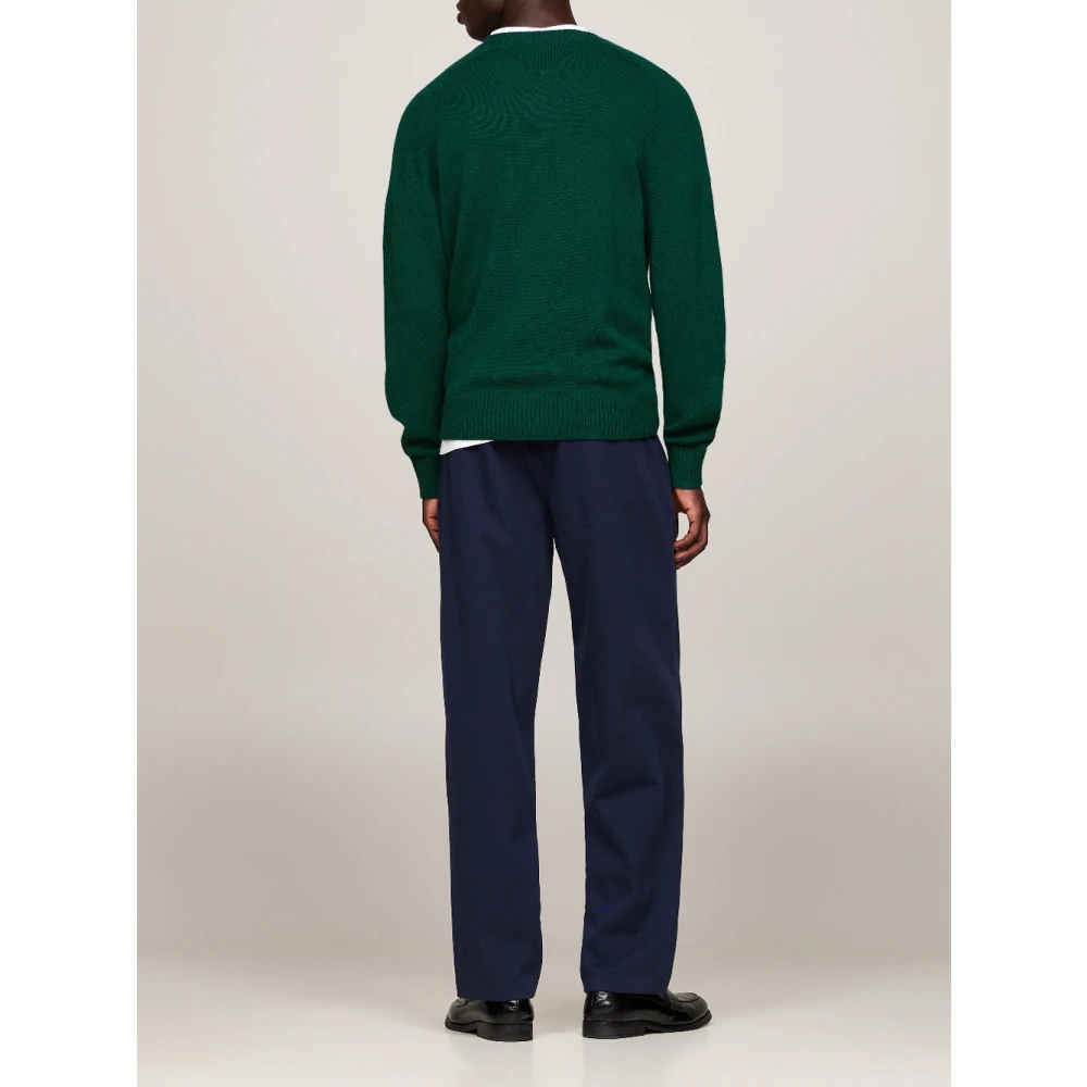 Tommy Hilfiger Groene Trui Lamswol Ronde Hals Stijl Green Heren