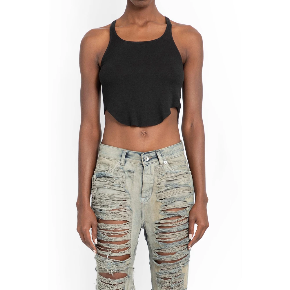 Rick Owens Zwart Crop Top Black Dames