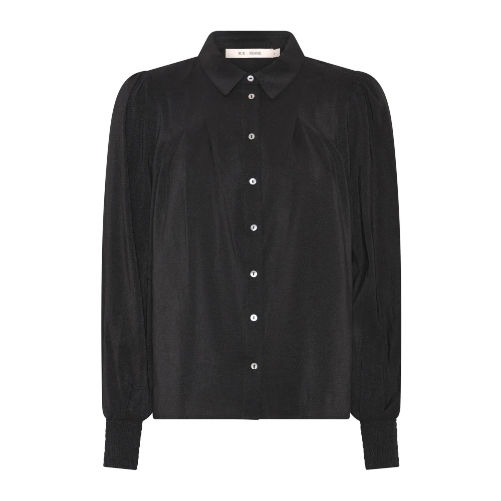 RUE de Femme Elyssa Shirt met Smock-details Black Dames