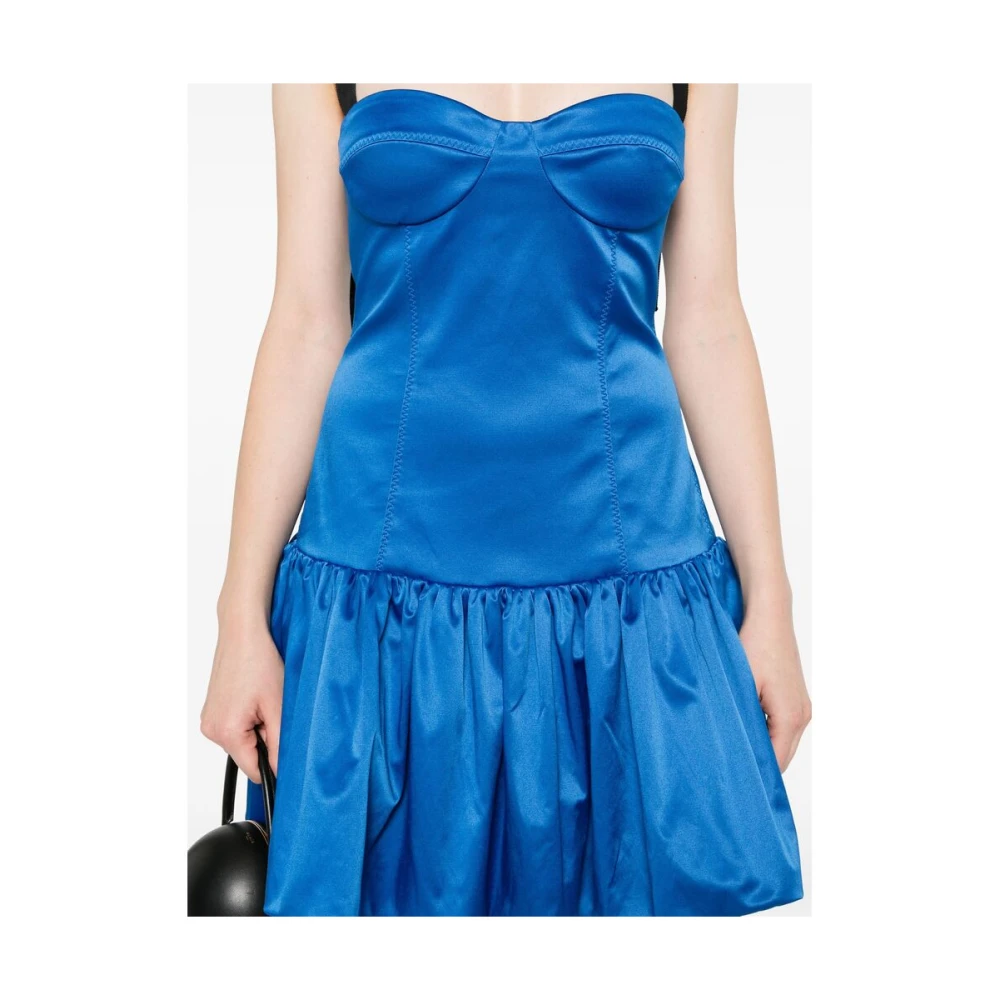 Anna October Kobaltblauwe Bustierjurk met Strikbandjes Blue Dames