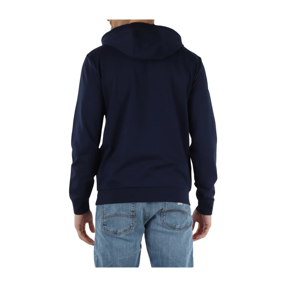 Emporio Armani EA7 Katoenen hoodie met logo print Blue Heren