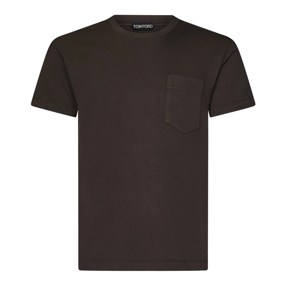 Tom Ford Bruine Crewneck T-shirt met Borstzak Brown Heren