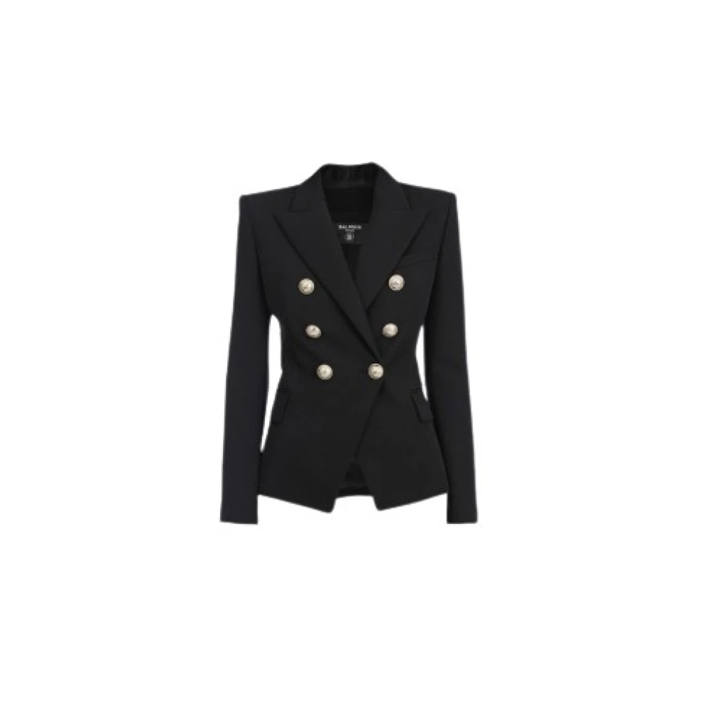 Balmain Klassieke Zwarte Double-Breasted Blazer Black Dames