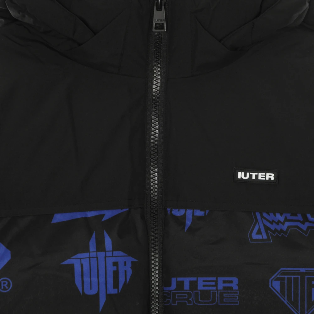 Iuter Zwarte Puffjas met Afneembare Capuchon Black Heren