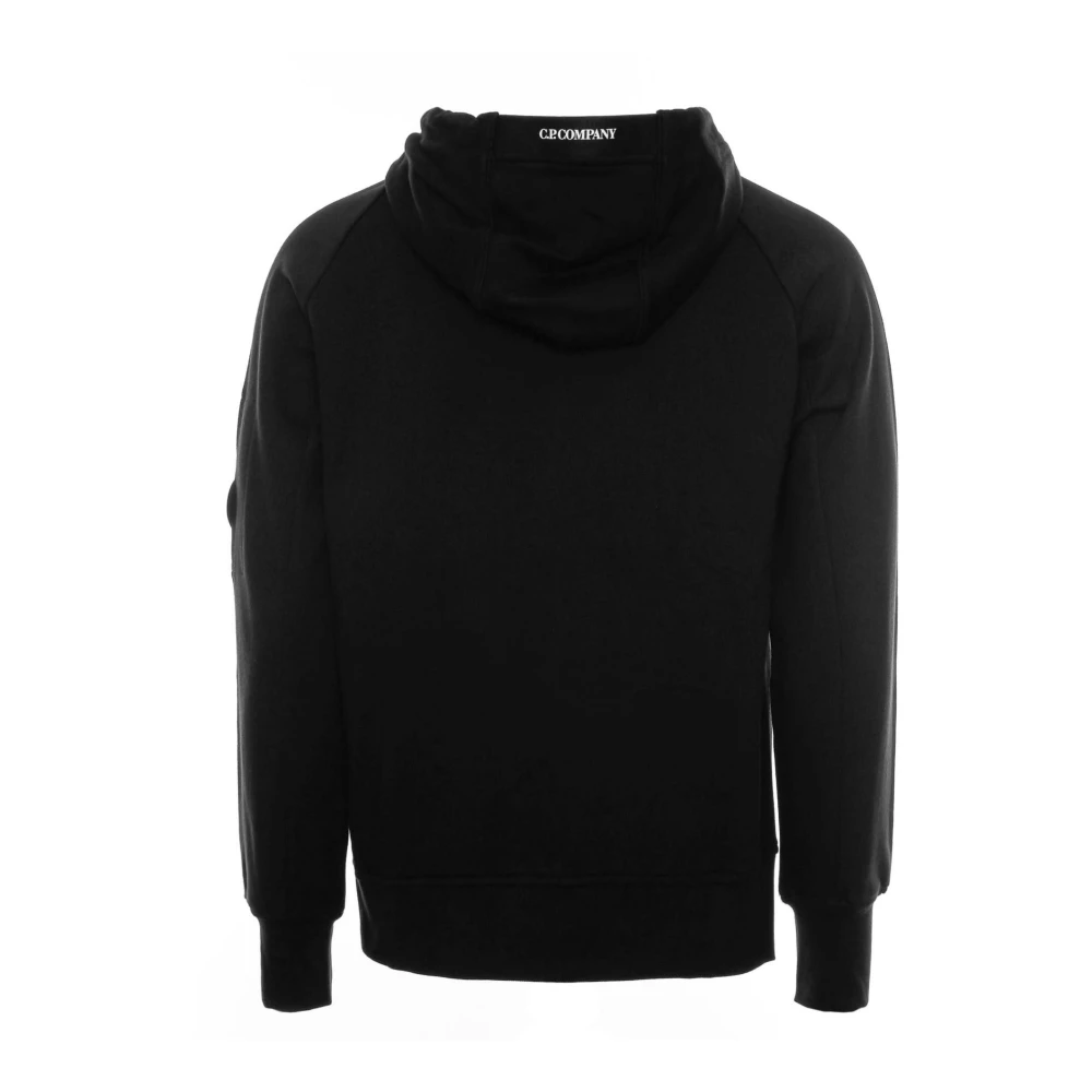 C.P. Company Diagonaal Verhoogde Fleece Hoodie Rits Black Heren