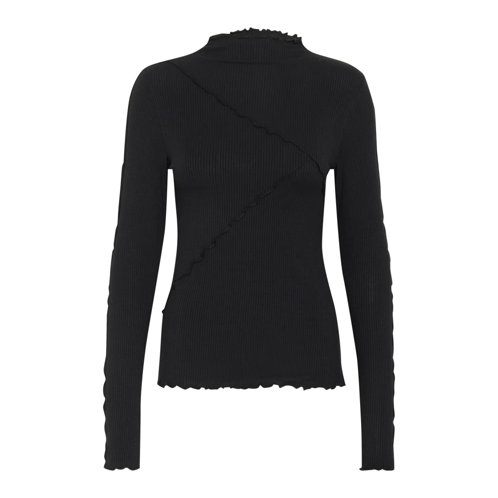 Kaffe Zwart Diep Jersey Blouse met Details Black Dames