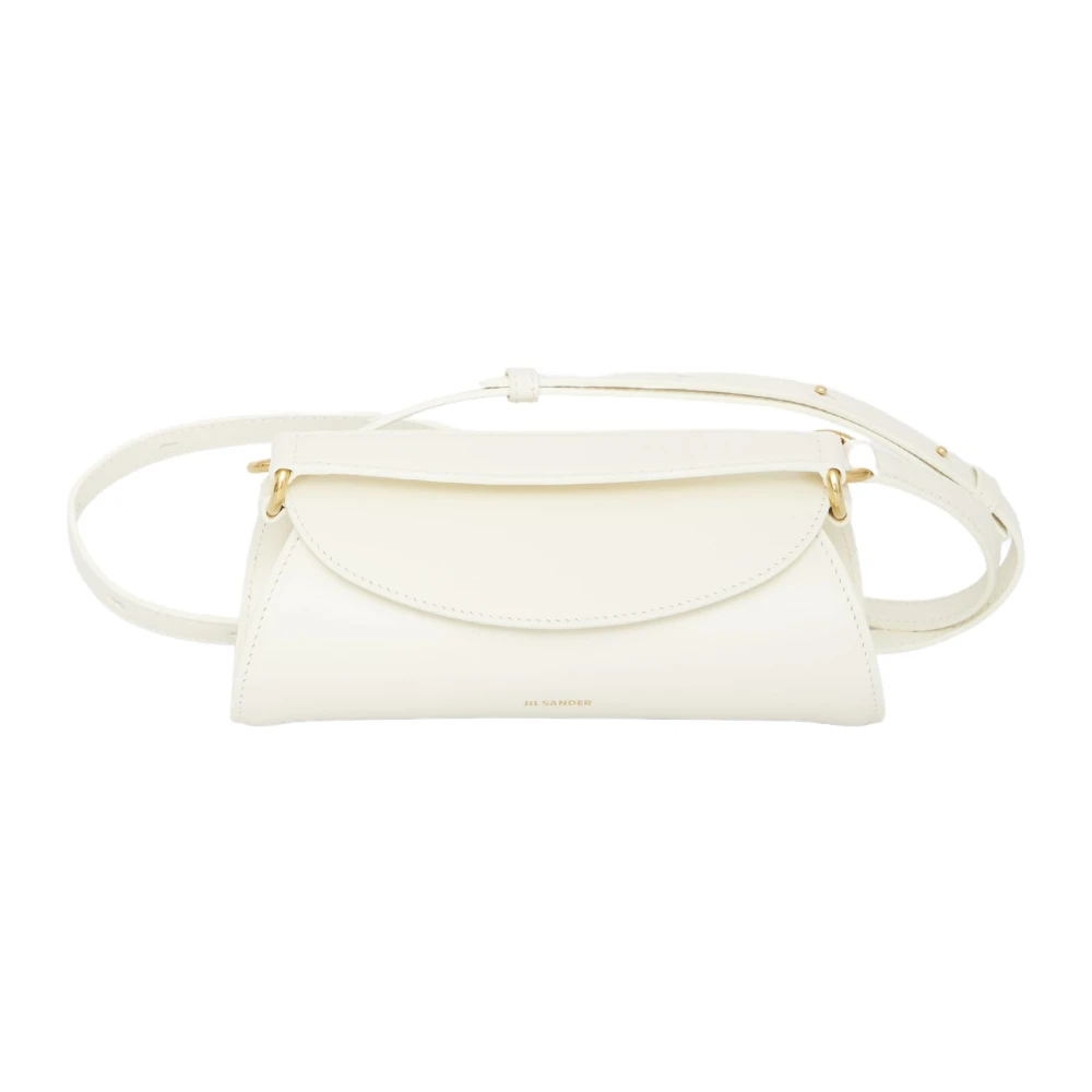 Jil Sander Witte Leren Cross Body Tas Cannolo Mini White Dames