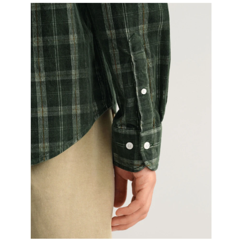 Gant Reguliere Fluweel Schotse Overhemd Green Heren