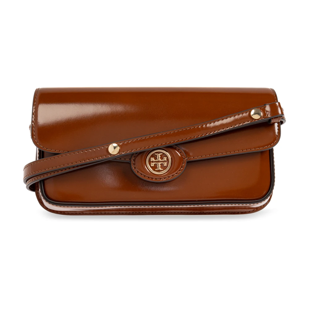 TORY BURCH Shoppers Robinson Shoulder Bag Leather Brown in bruin