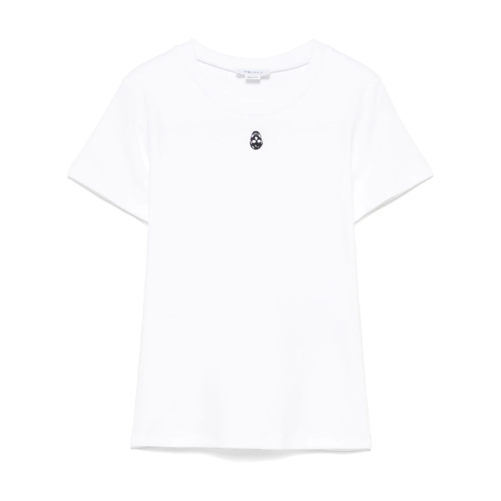 Alexander McQueen Vit T-shirt med Skull Brodyr White, Dam