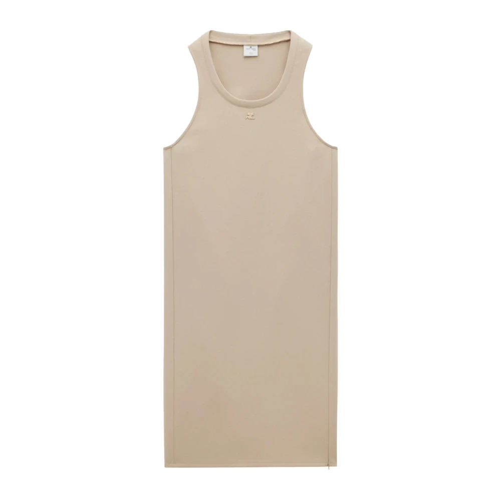 Courrèges Moderne Midi Jurk Beige Dames