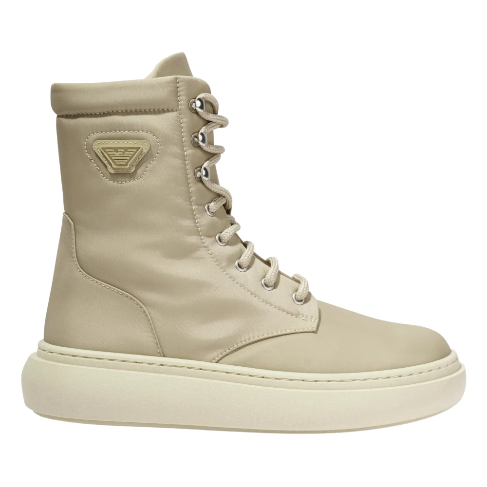Emporio Armani , Kids Boots, Male, Beige, 37 Eu, Lace Up Beige Boots