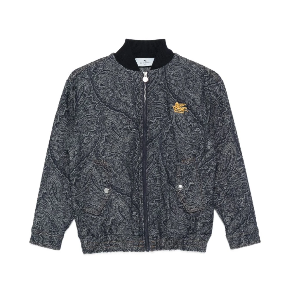 Etro Boys Blue Light Jackets, 10 Y, Jacquard Bomber Jacket