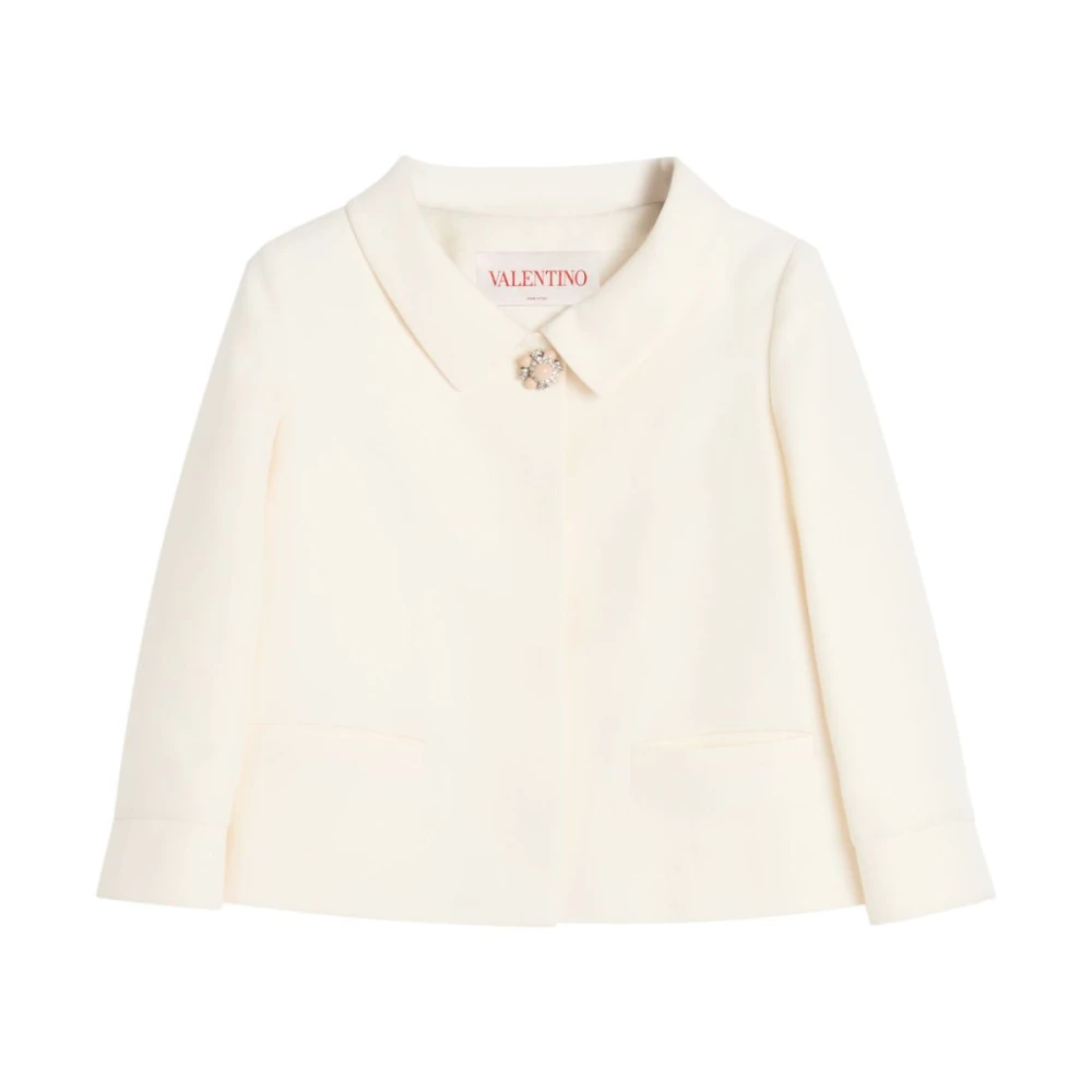 Valentino Garavani Ivoor Juweelknoop Blazer Jas Beige Dames