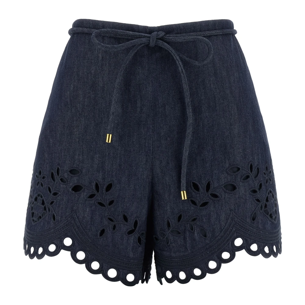 Zimmermann , Short Shorts, Female, Blue, M, Mahon Cotton Denim Shorts
