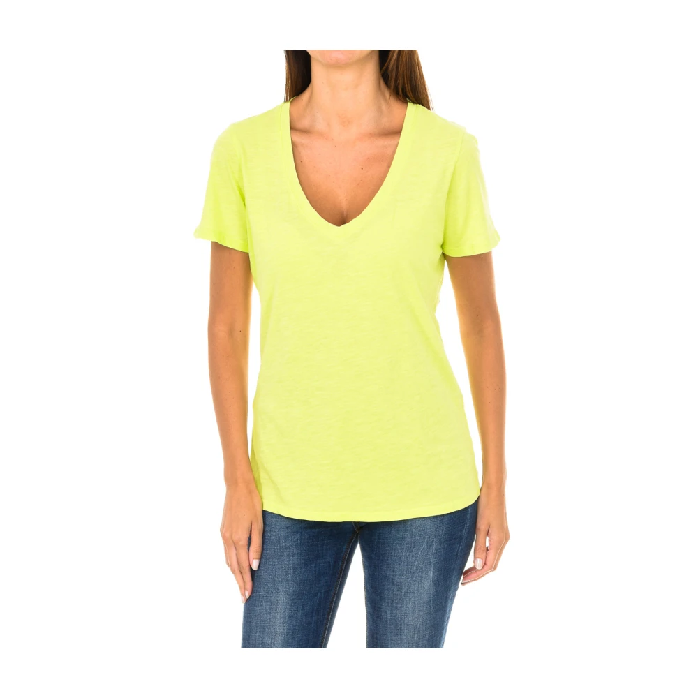 Armani Jeans Kortärmad V-ringad T-shirt Yellow, Dam