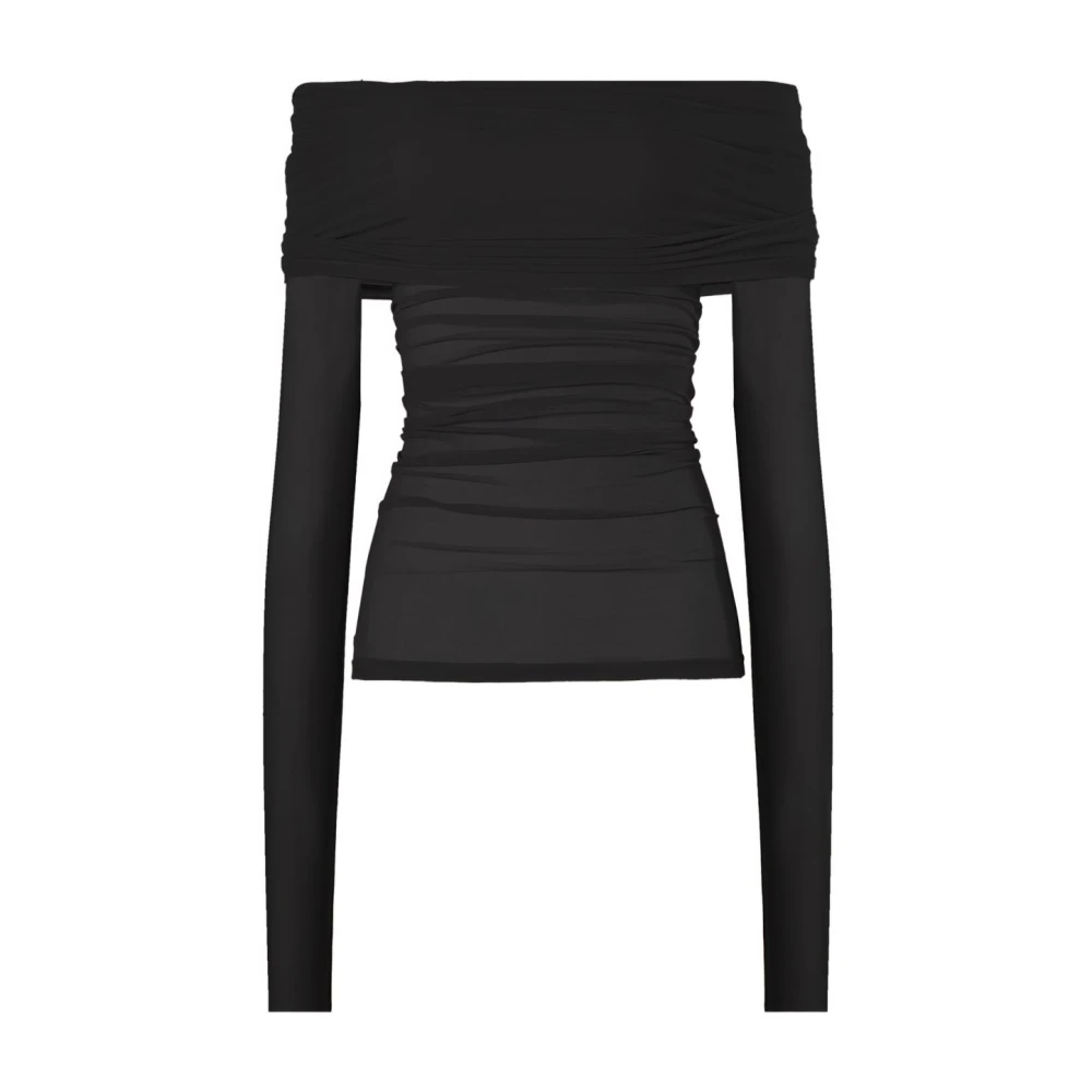 Wolford Women's Black Sheer Drape Top Long Sleeves