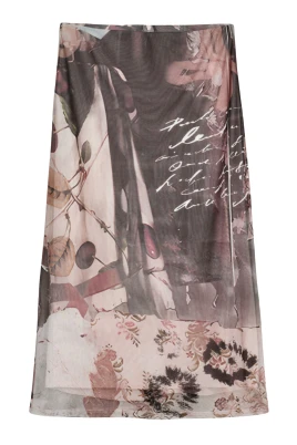 Collage Tulle Midi Kjol
