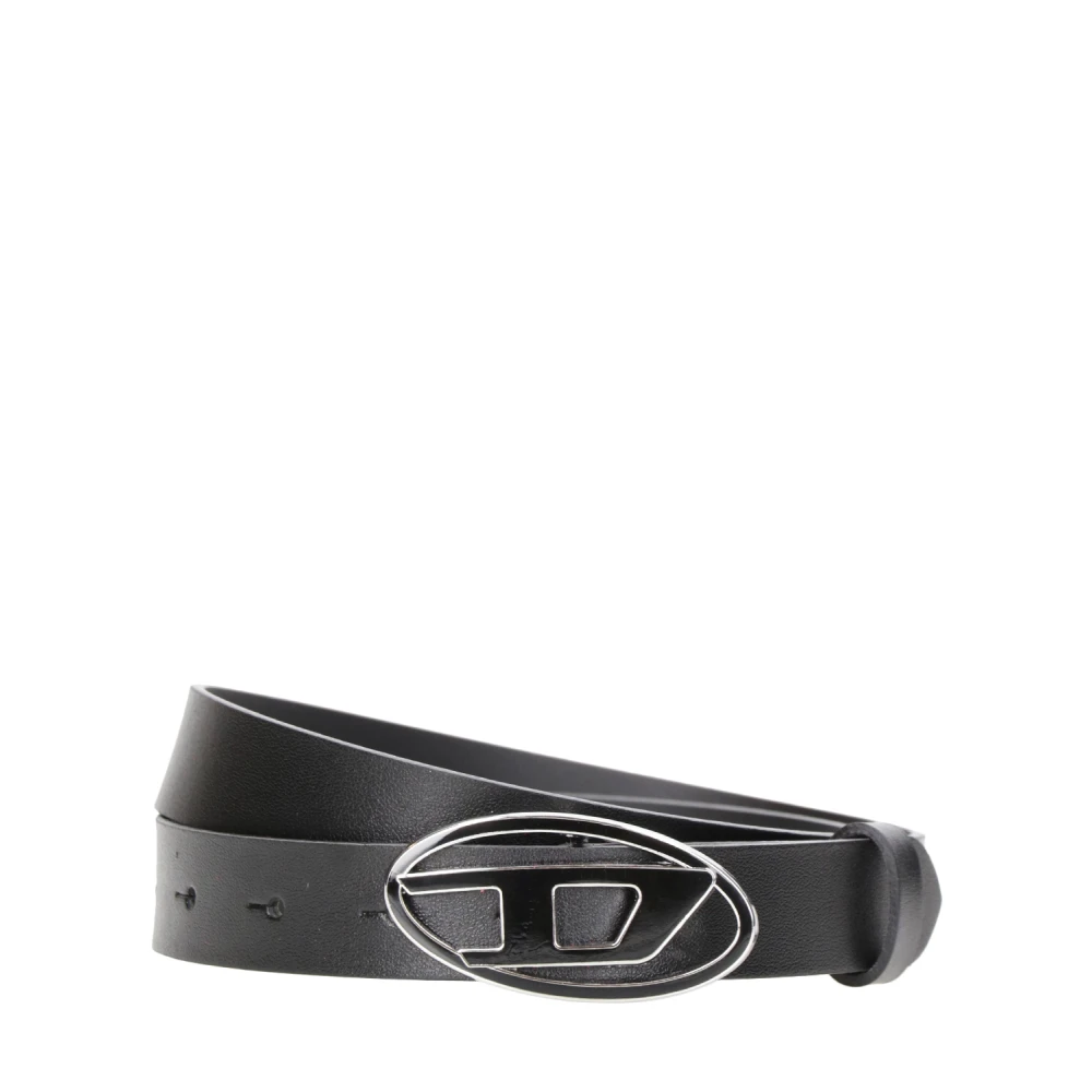 Diesel Black Leather Belt With Oval Buckle - Female - Belts - Black - 75 Cm - Accessories