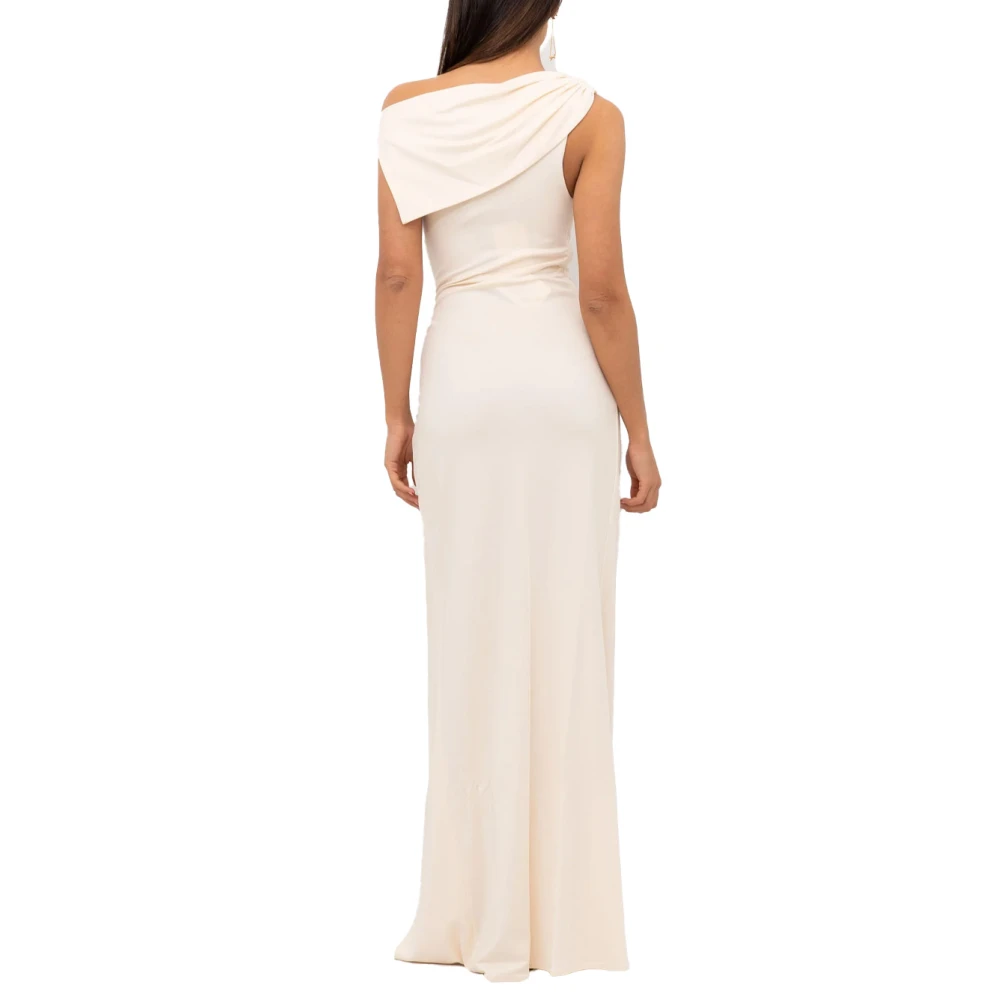 Elisabetta Franchi Asymmetrische Jersey Jurk met Zijsplit White Dames