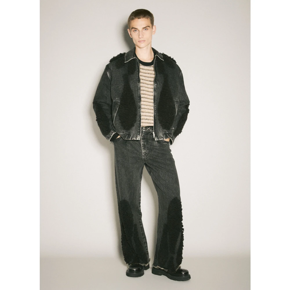 Song for the Mute Teddy Panel Boyfriend Jeans Black Heren