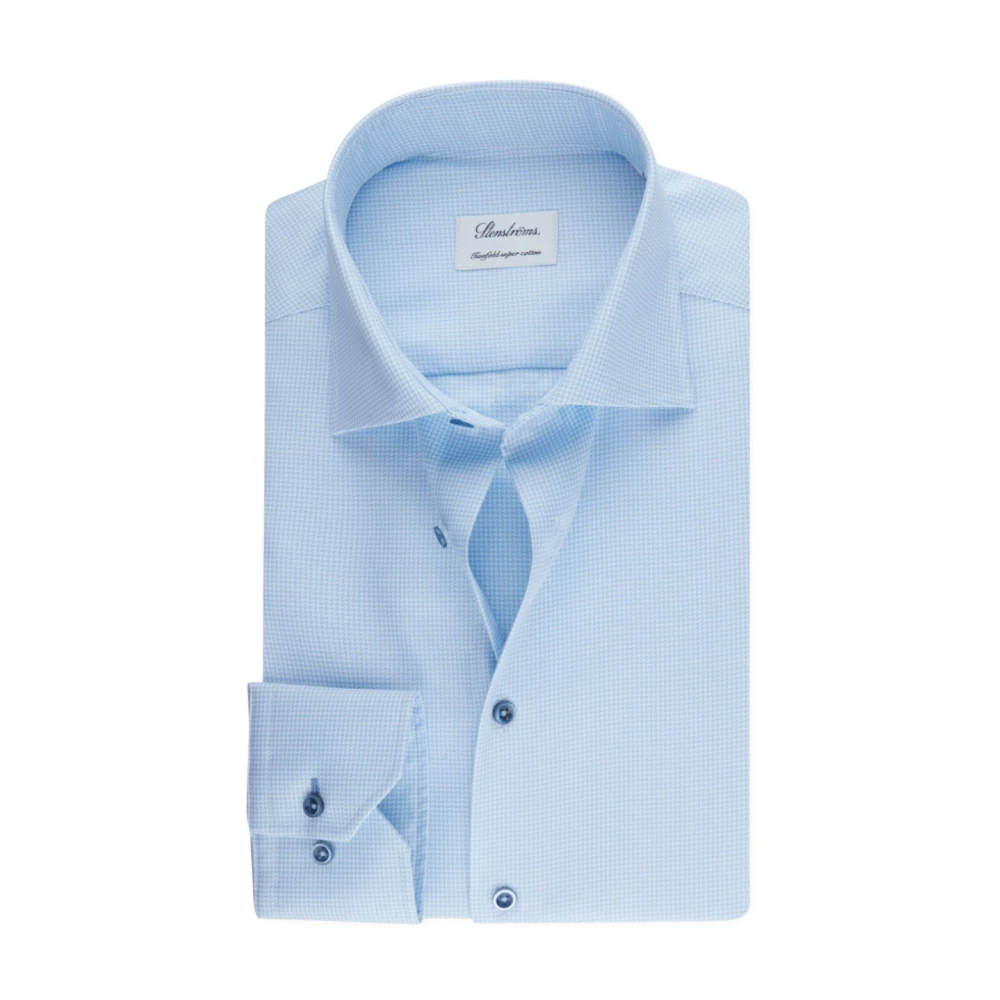 Stenströms Blauw Houndstooth Slim Fit Overhemd Blue Heren
