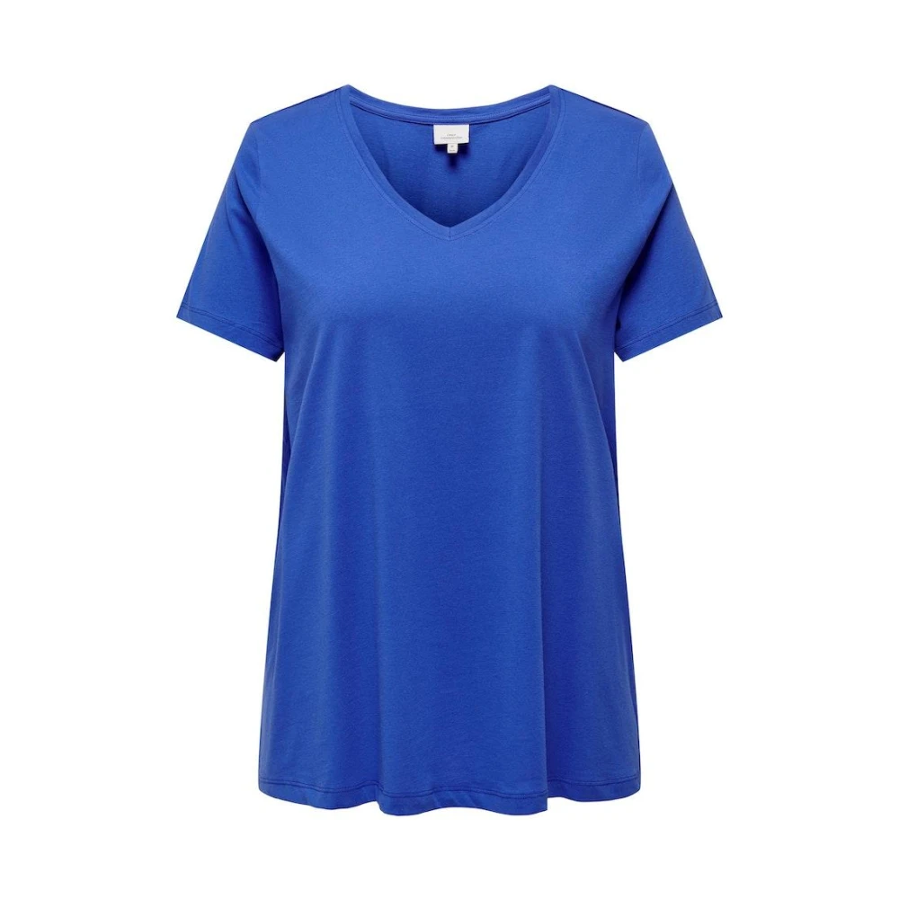 Only Carmakoma Dazzling Blue V-Hals A-Lijn T-Shirt Blue Dames
