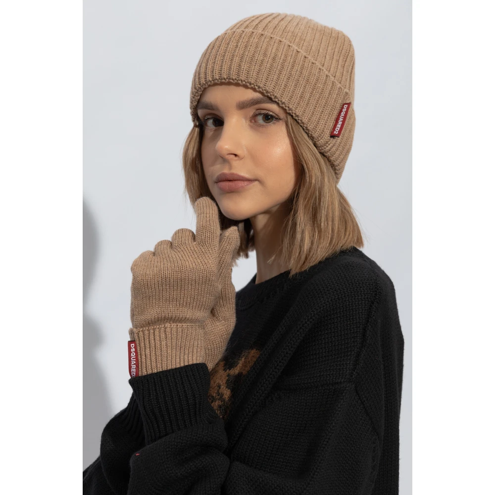 Dsquared2 Set: Hoed en Handschoenen Beige Dames