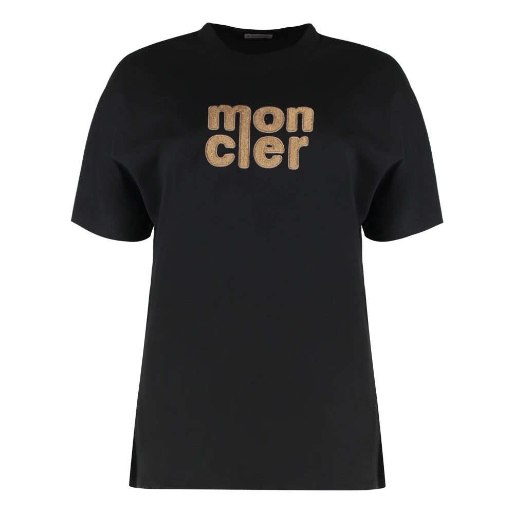 Moncler Women's Black T-Shirts, M, Cotton Crew-Neck T-Shirt
