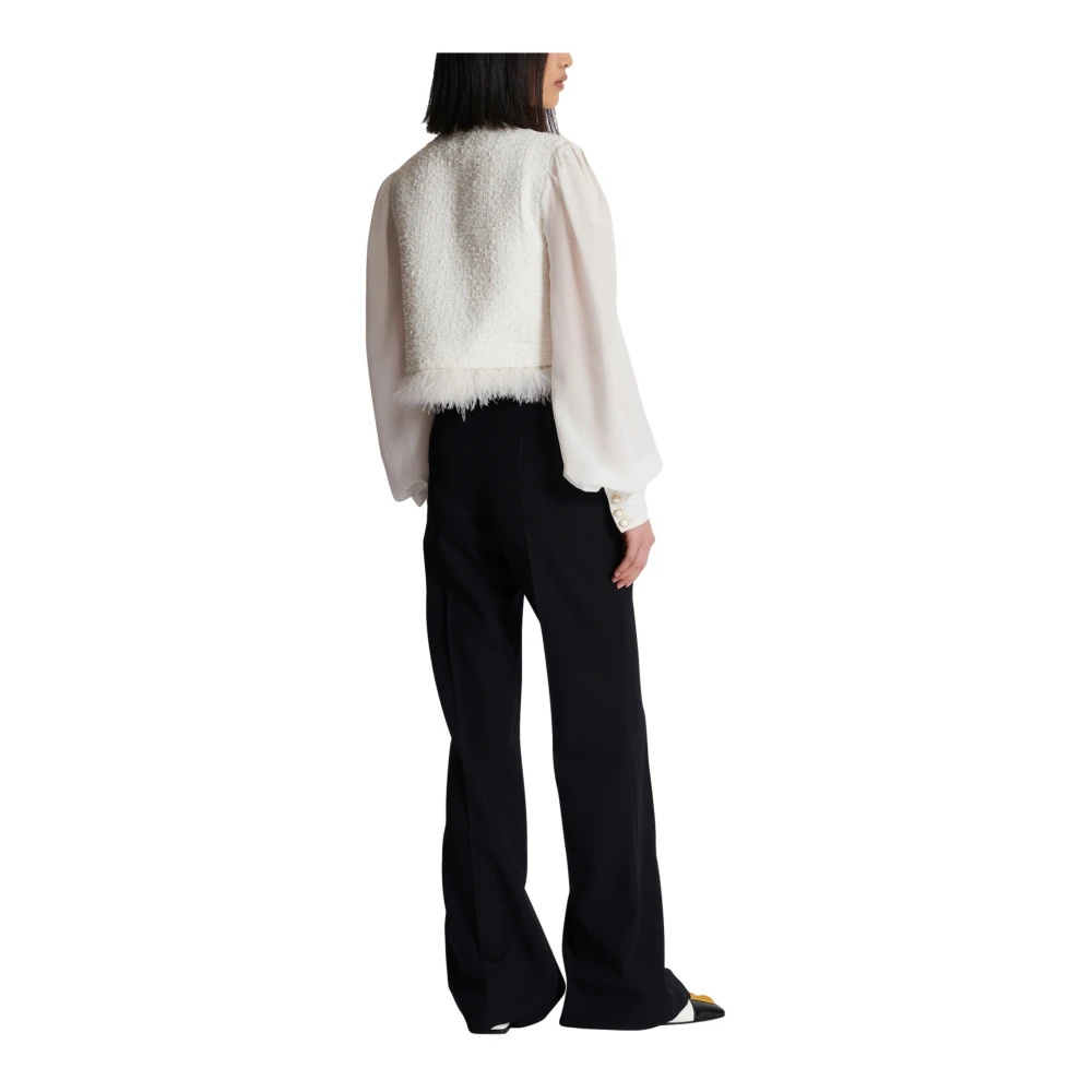 Balmain Tweed en crepe jas White Dames