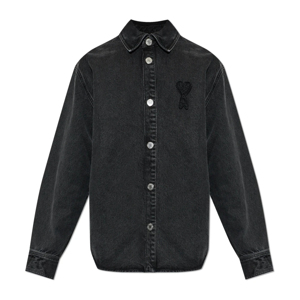 Ami Paris Men's Black Oversized Denim Jacket - Denim Jackets - M - Jackets