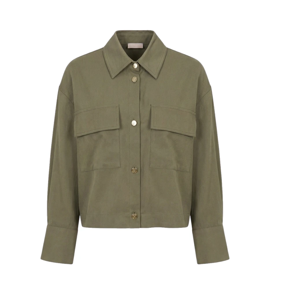 Liu Jo Kvinno Grön Jackor Dam, L, Skjorta Med Bröstficka