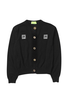 cardigan-noir-en-tricot-avec-logo