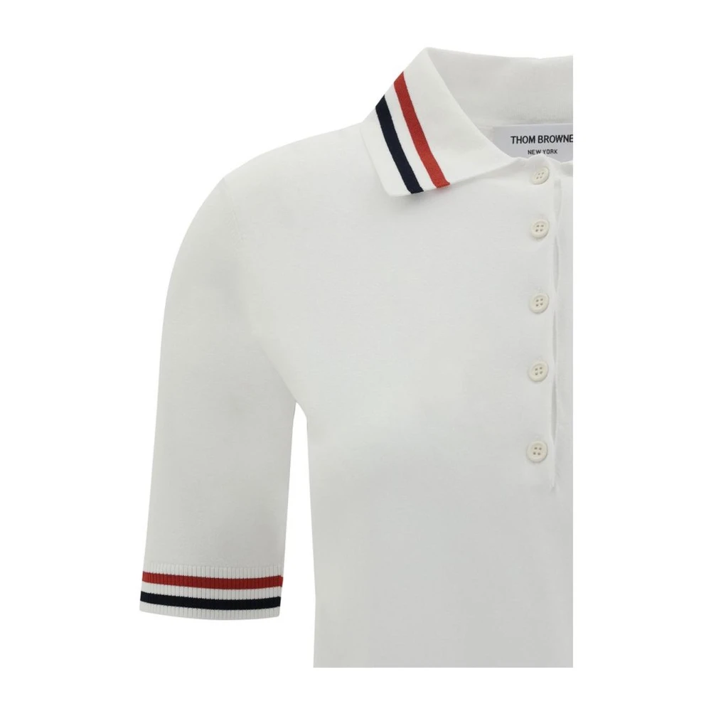 Thom Browne Iconische Gestreepte Poloshirt White Dames