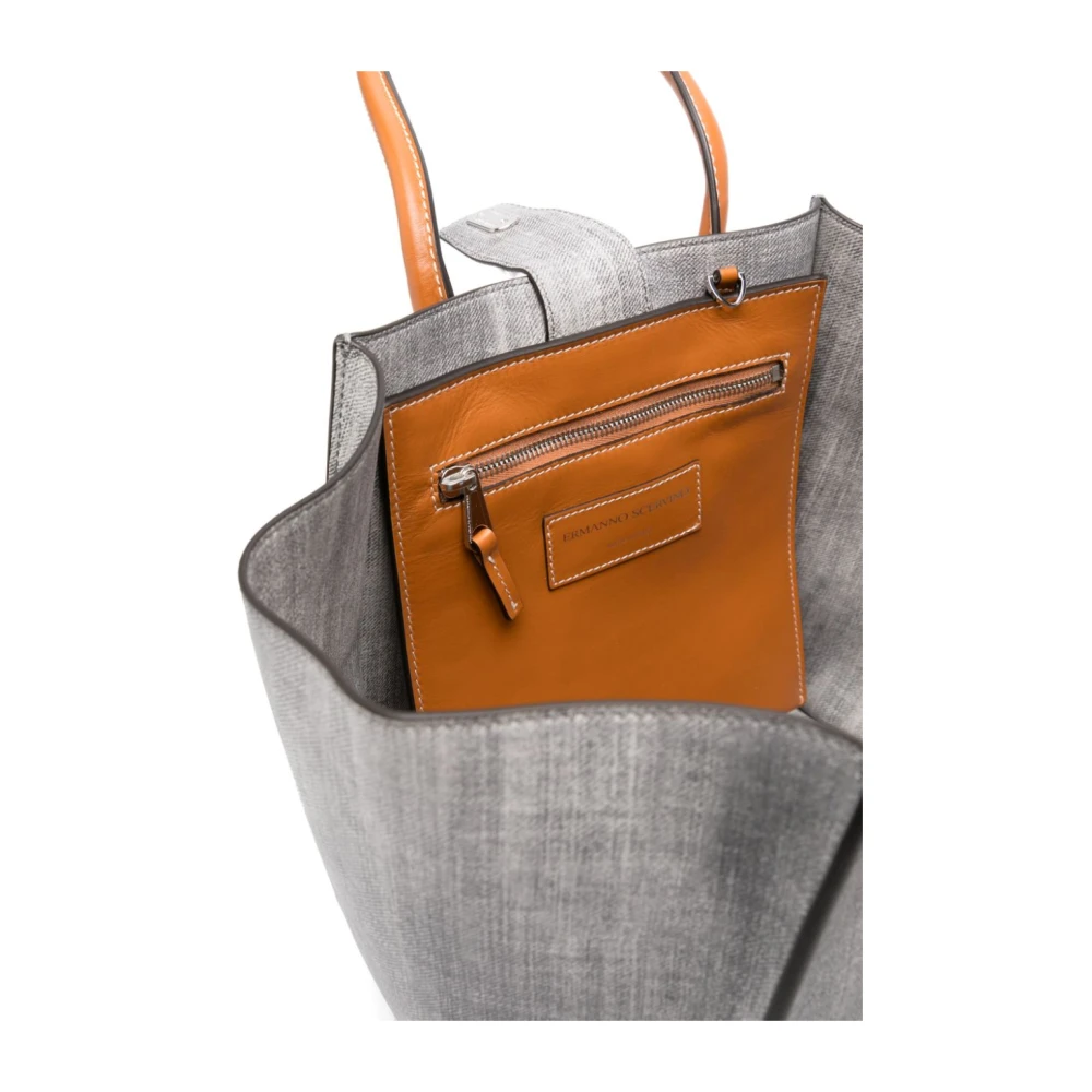 Ermanno Scervino Grijze Shopper Tas Denim Leer Gray Dames