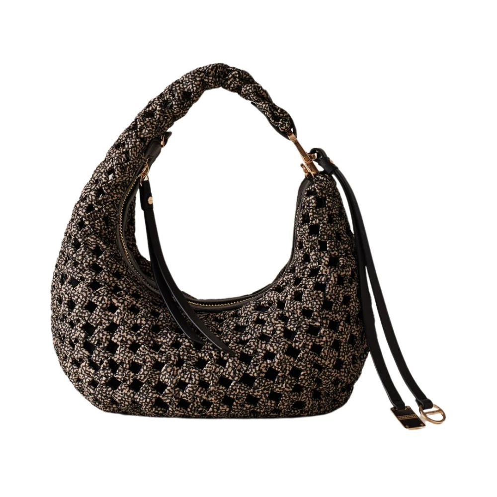 Borbonese Mini Hobo Tas X11 OP Naturale Nero Black Dames