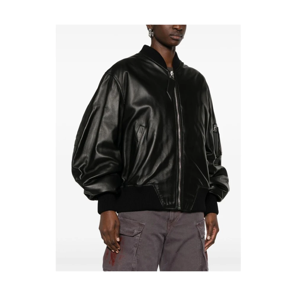 The Attico Zwarte Rits Voorkant Buitenkleding Jas Black Dames