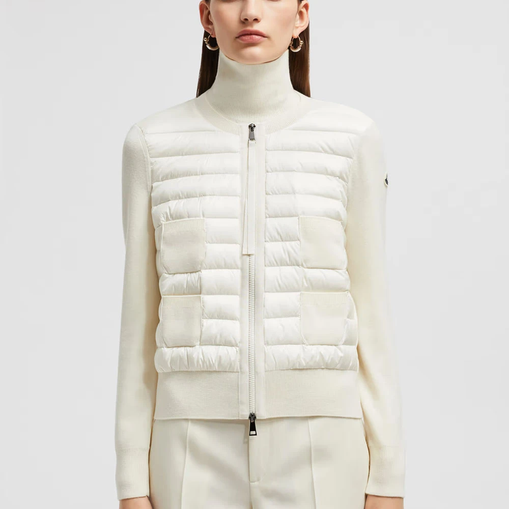 Moncler Donsjas Cardigan met Ritszakken White Dames