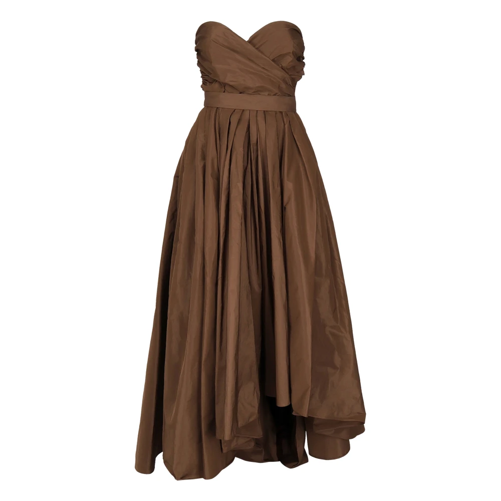 pinko Bruine Taffeta Midi Jurk Korset Brown Dames