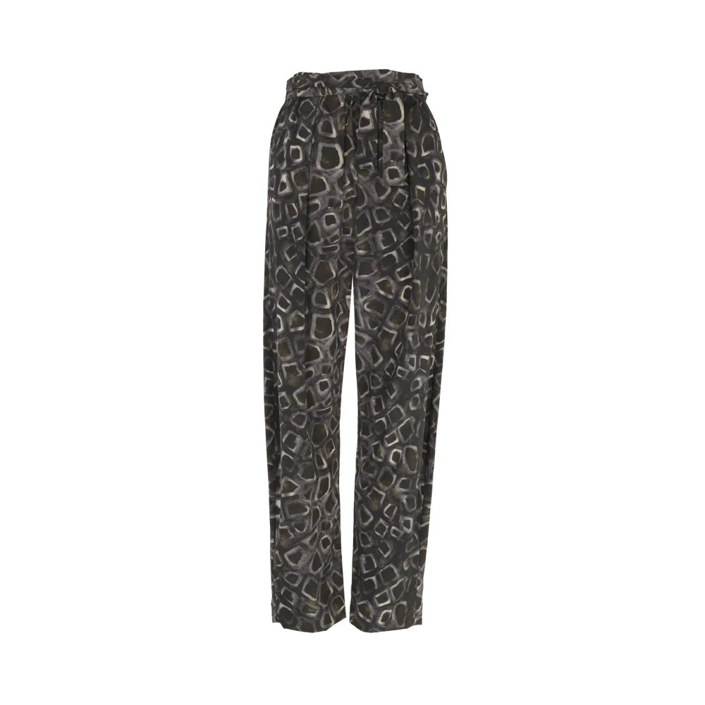 Cortana Zijden bedrukte stretchbroek met elastische taille Black Dames
