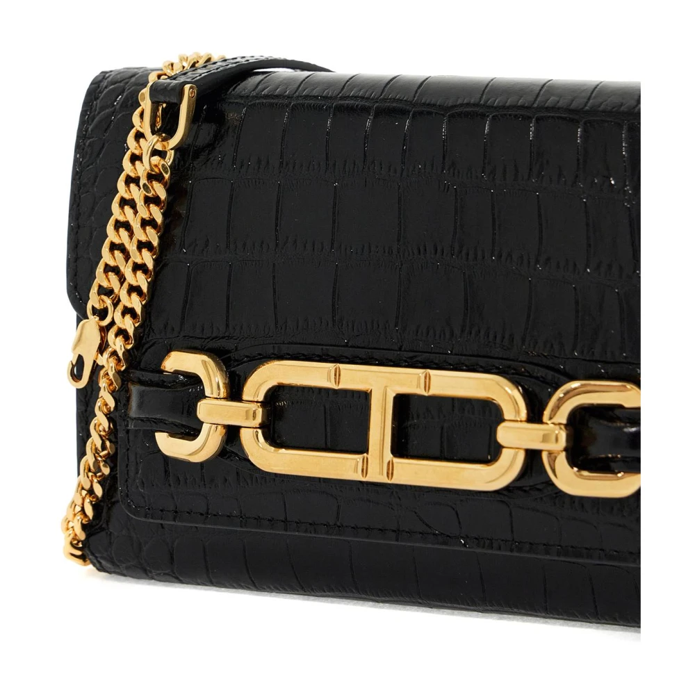 Tom Ford Krokodillenleren Mini Clutch met Ketting Black Dames