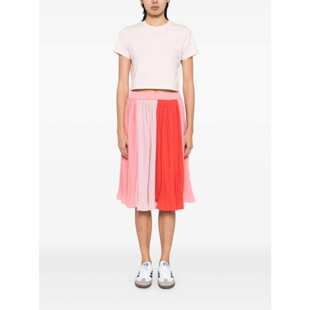 Maison Kitsuné Blush Pink Crew Neck Cropped T-shirt Pink Dames