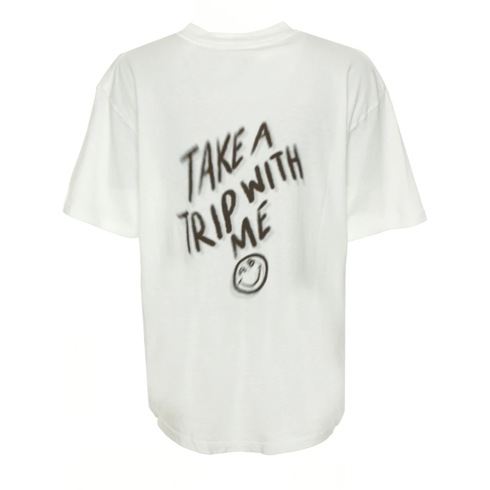 Anine Bing Smiley Tee Trip White Heren